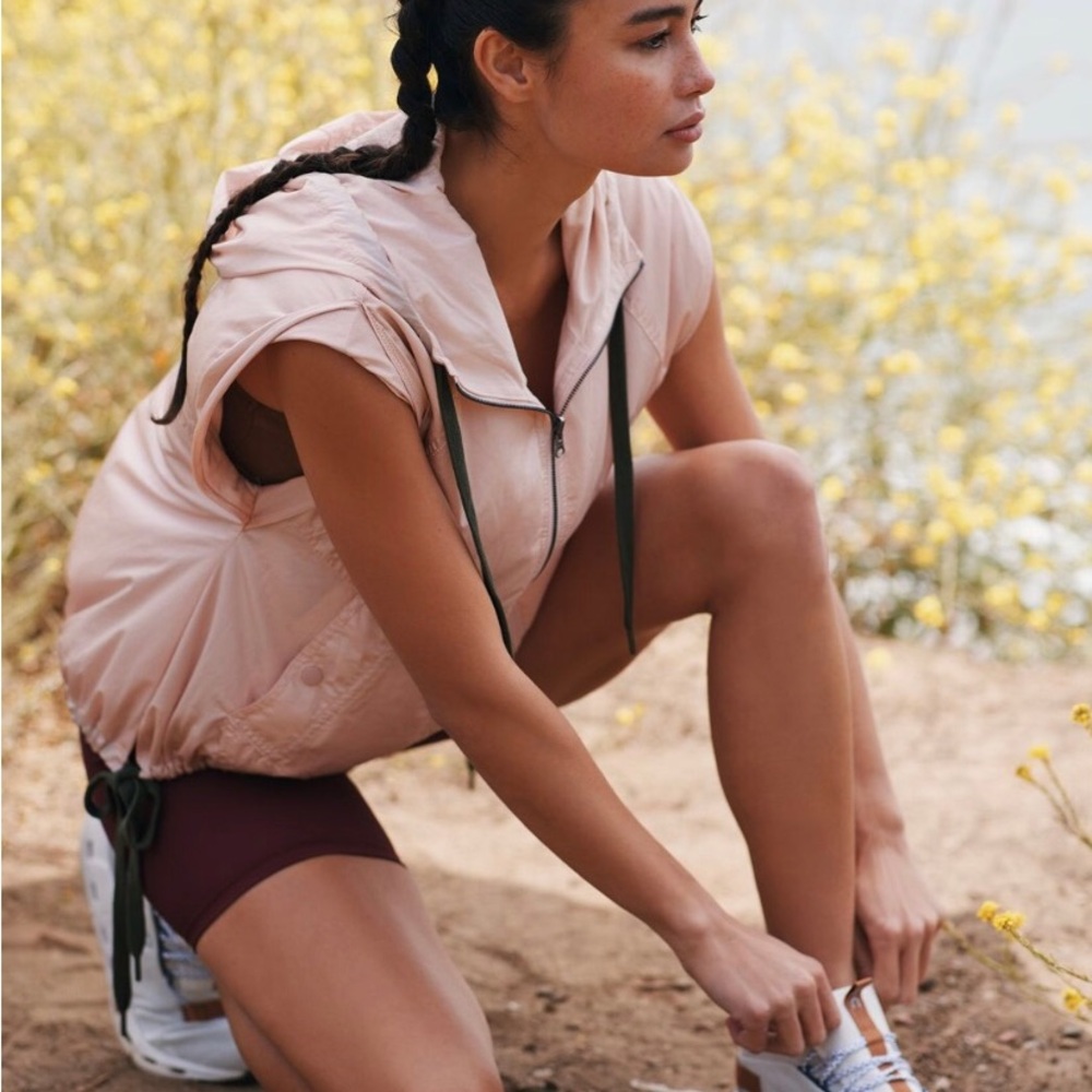 Anthropologie Pink Hooded Vest
